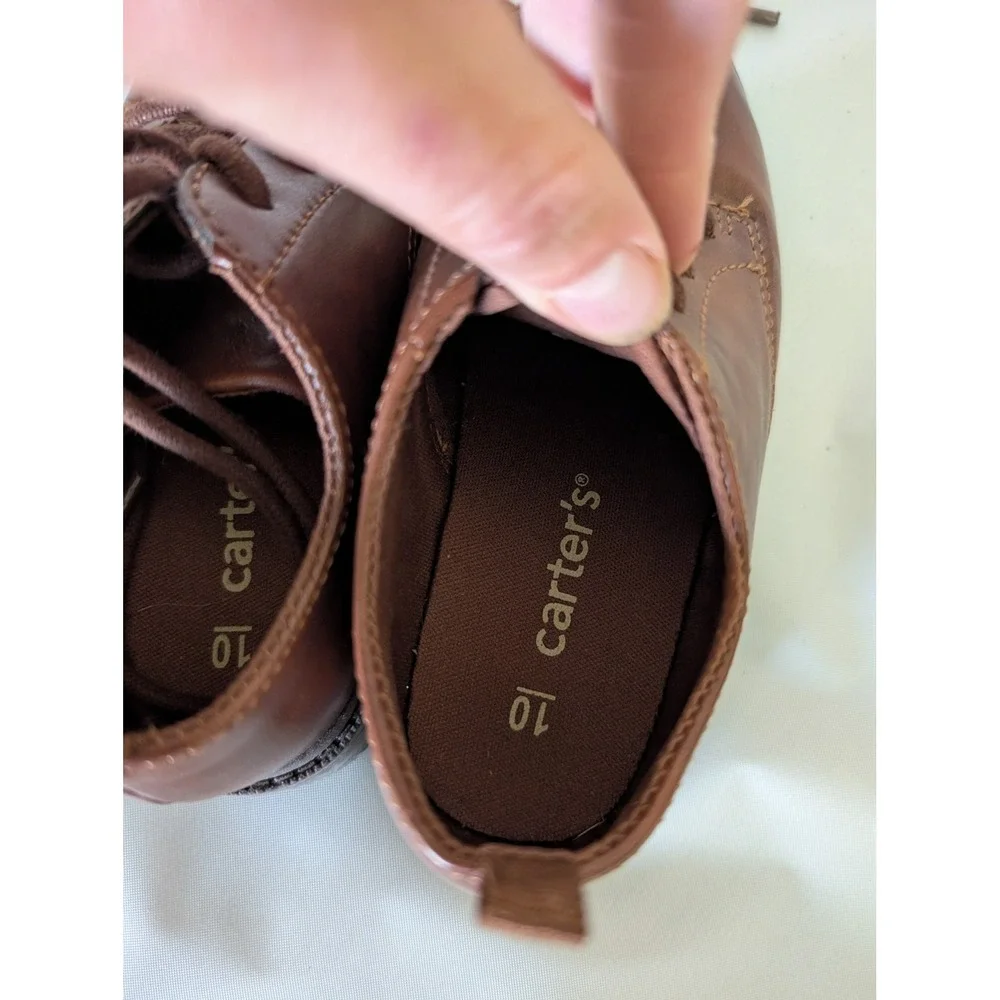 Carters Spencer Brown Faux Leather Lace Up Dress Shoes Kids Size 10M CF22E01H